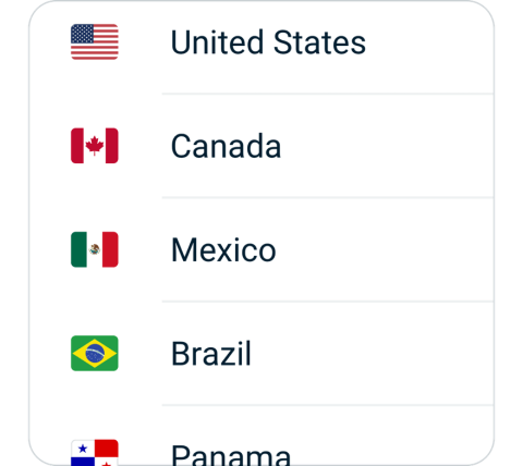 Heidong connect step 2, choose VPN server location